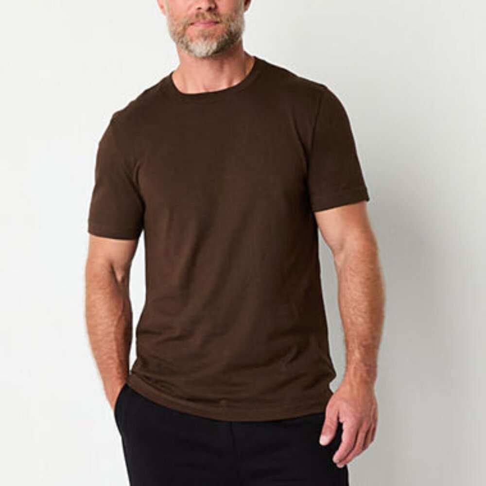 NWT Xersion Xtreme cotton mens crew neck short sleeve T shirt, Chocolate, XL